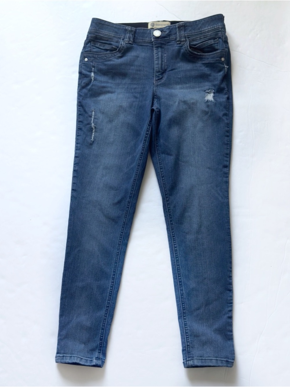 Democracy Ab Technology Skinny Jeans 10 Distressed Mid Rise Medium Wash Stretch - Picture 1 of 12
